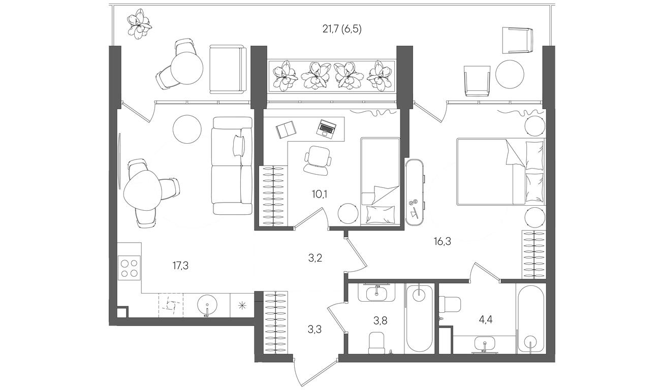 Продажа 2-комн. квартиры, 64,8 м² в ЖК «Райс (Rise)», ЖК Стоун Райс, район Лефортово, Юго-Восточный административный округ, Москва, Россия #1 Продажа 2-комн. квартиры, 64,8 м² в ЖК «Райс (Rise)», ЖК Стоун Райс, район Лефортово, Юго-Восточный административный округ, Москва, Россия #1