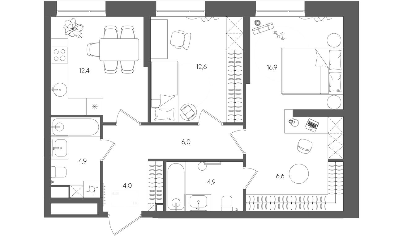 Продажа 2-комн. квартиры, 68,3 м² в ЖК «Райс (Rise)», ЖК Стоун Райс, район Лефортово, Юго-Восточный административный округ, Москва, Россия #1 Продажа 2-комн. квартиры, 68,3 м² в ЖК «Райс (Rise)», ЖК Стоун Райс, район Лефортово, Юго-Восточный административный округ, Москва, Россия #1