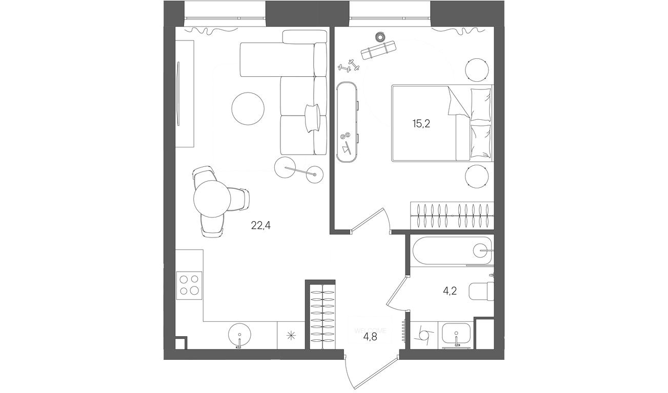 1-BD Apartment Sale, 46.8平方米 at Rise, ZhK Stoun Rays, Lefortovo District, Yugo-Vostochniy Administrative Okrug, Moscow, Russia #1 1-BD Apartment Sale, 46.8平方米 at Rise, ZhK Stoun Rays, Lefortovo District, Yugo-Vostochniy Administrative Okrug, Moscow, Russia #1