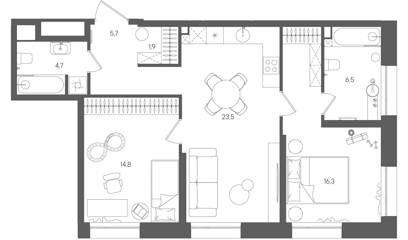 Продажа 2-комн. квартиры, 73,4 м² в ЖК «Райс (Rise)», ЖК Стоун Райс, район Лефортово, Юго-Восточный административный округ, Москва, Россия #1