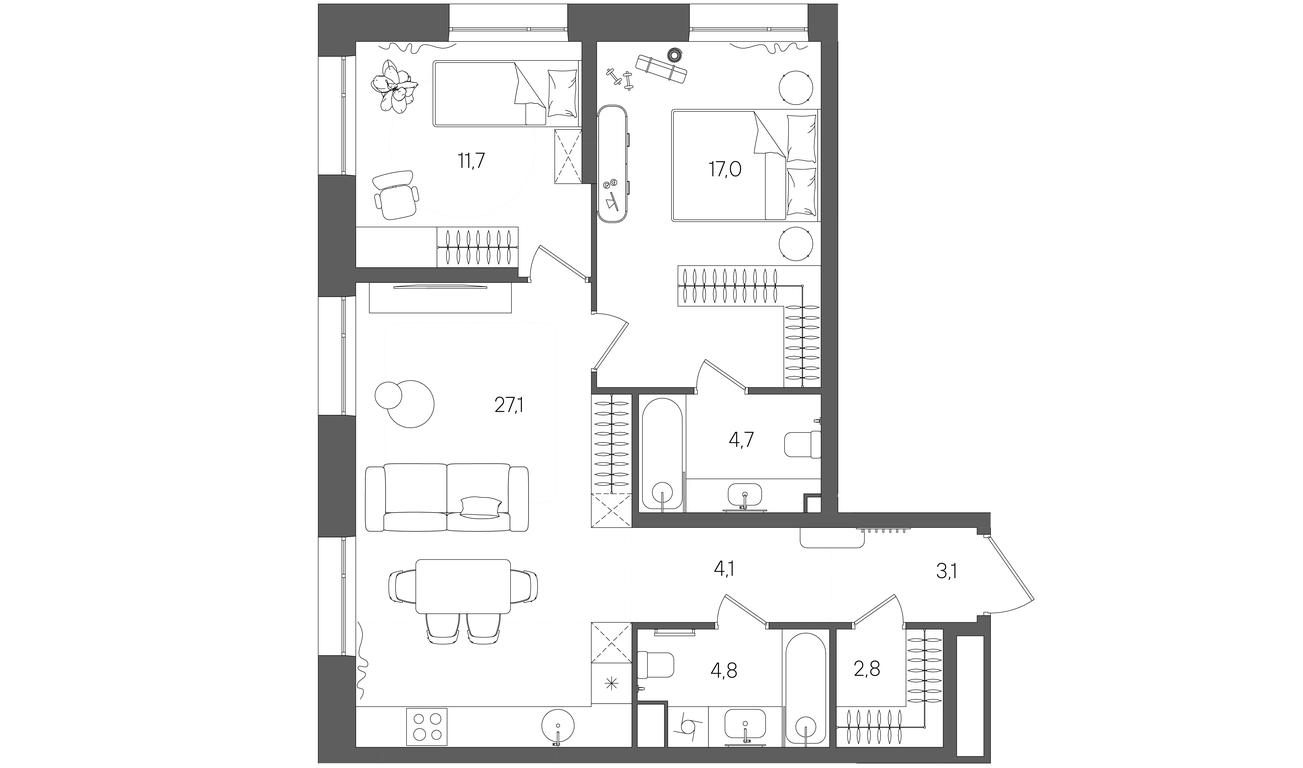 Продажа 2-комн. квартиры, 75,3 м² в ЖК «Райс (Rise)», ЖК Стоун Райс, район Лефортово, Юго-Восточный административный округ, Москва, Россия #1 Продажа 2-комн. квартиры, 75,3 м² в ЖК «Райс (Rise)», ЖК Стоун Райс, район Лефортово, Юго-Восточный административный округ, Москва, Россия #1