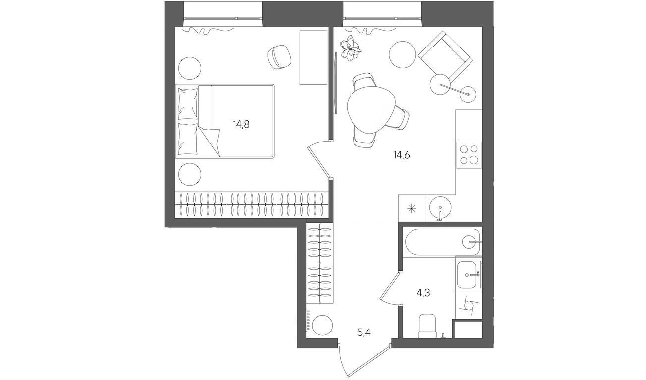 1-BD Apartment Sale, 39.2平方米 at Rise, ZhK Stoun Rays, Lefortovo District, Yugo-Vostochniy Administrative Okrug, Moscow, Russia #1 1-BD Apartment Sale, 39.2平方米 at Rise, ZhK Stoun Rays, Lefortovo District, Yugo-Vostochniy Administrative Okrug, Moscow, Russia #1