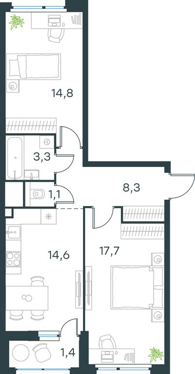 1-BD Apartment Sale, 61.2平方米 at Gorod V lesu, Gorod V Lesu Residential Complex, Village of Otradnoye, Krasnogorsk Urban District, Moscow Region, Russia #1 1-BD Apartment Sale, 61.2平方米 at Gorod V lesu, Gorod V Lesu Residential Complex, Village of Otradnoye, Krasnogorsk Urban District, Moscow Region, Russia #1