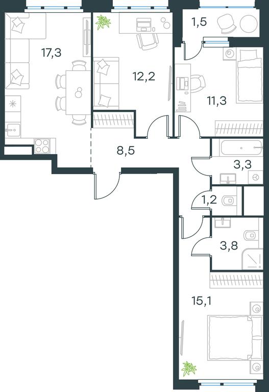 2-BD Apartment Sale, 74.2 sq. m. at Gorod V lesu, Gorod V Lesu Residential Complex, Village of Otradnoye, Krasnogorsk Urban District, Moscow Region, Russia #1 2-BD Apartment Sale, 74.2 sq. m. at Gorod V lesu, Gorod V Lesu Residential Complex, Village of Otradnoye, Krasnogorsk Urban District, Moscow Region, Russia #1