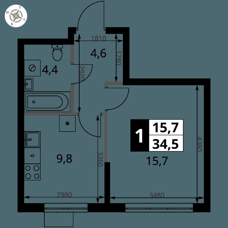 1-BD Apartment Sale, 34.5 sq. m. at 1 Yasenevskij, Kvartal № 24, Mosrentgen Settlement, Moscow, Russia #1 1-BD Apartment Sale, 34.5 sq. m. at 1 Yasenevskij, Kvartal № 24, Mosrentgen Settlement, Moscow, Russia #1