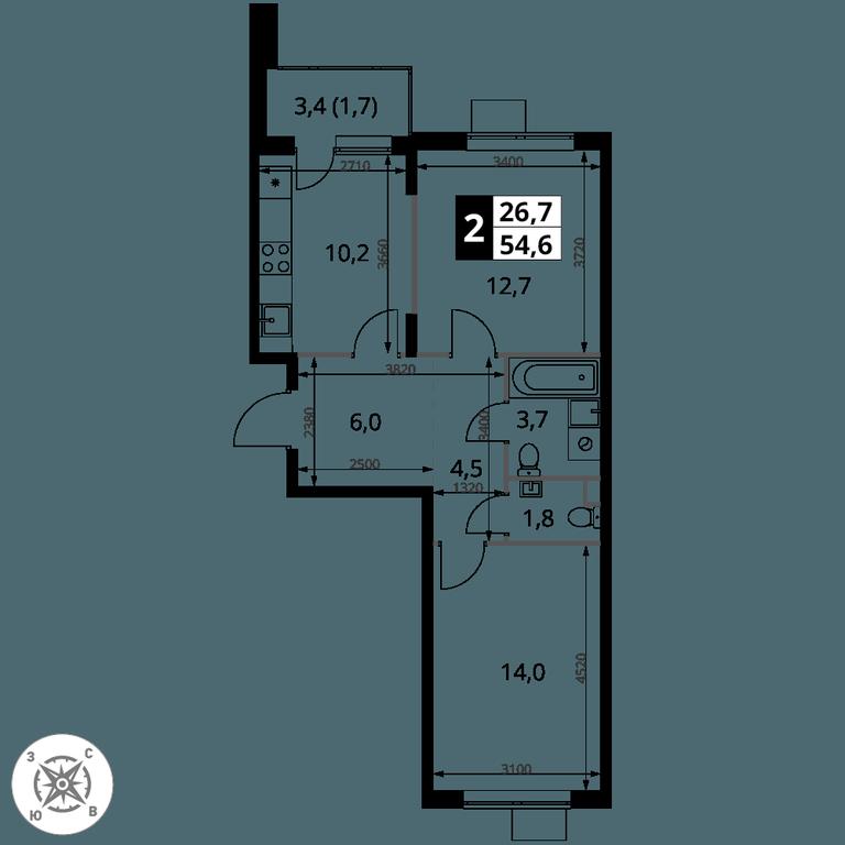2-BD Apartment Sale, 54.6 sq. m. at Pervy Sheremetevskij, Komsomolskaya Street, 16, Khimki, Moscow Region, Russia #1 2-BD Apartment Sale, 54.6 sq. m. at Pervy Sheremetevskij, Komsomolskaya Street, 16, Khimki, Moscow Region, Russia #1