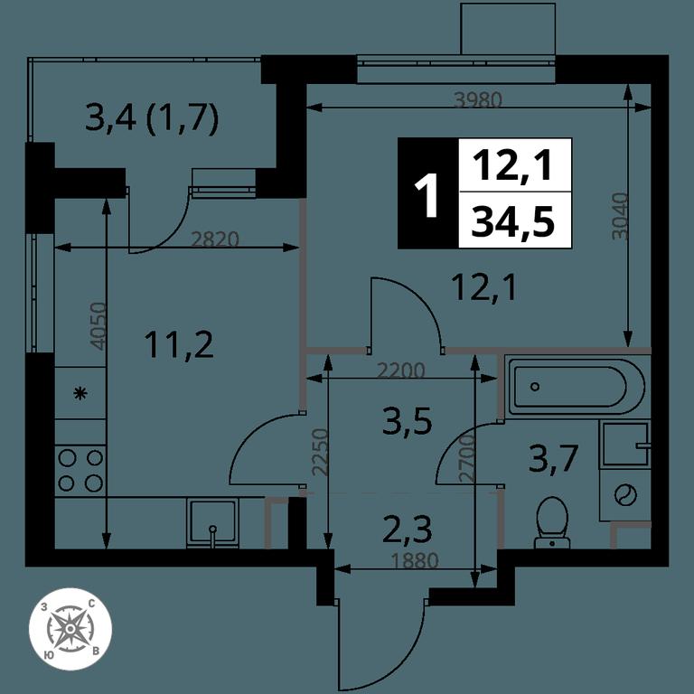 1-BD Apartment Sale, 34.5 sq. m. at Pervy Sheremetevskij, Komsomolskaya Street, 16, Khimki, Moscow Region, Russia #1 1-BD Apartment Sale, 34.5 sq. m. at Pervy Sheremetevskij, Komsomolskaya Street, 16, Khimki, Moscow Region, Russia #1