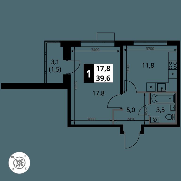 1-BD Apartment Sale, 39.6 sq. m. at Pervy Sheremetevskij, Komsomolskaya Street, 16, Khimki, Moscow Region, Russia #2 1-BD Apartment Sale, 39.6 sq. m. at Pervy Sheremetevskij, Komsomolskaya Street, 16, Khimki, Moscow Region, Russia #2