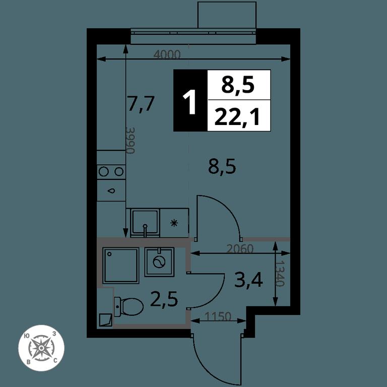 Apartment Sale, 22.1 sq. m. at Pervy Sheremetevskij, Komsomolskaya Street, 16, Khimki, Moscow Region, Russia #2