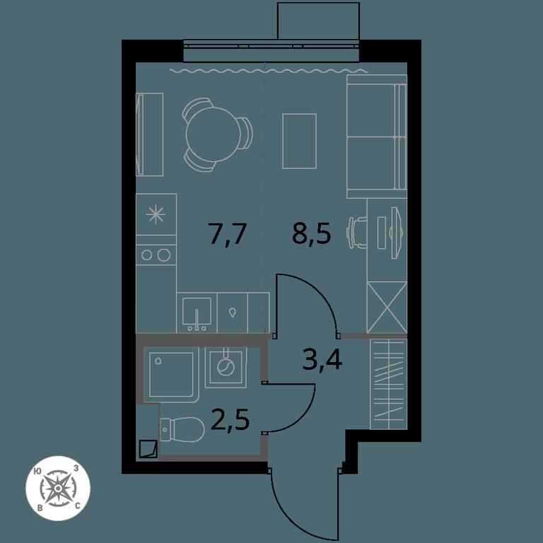 Apartment Sale, 22.1 sq. m. at Pervy Sheremetevskij, Komsomolskaya Street, 16, Khimki, Moscow Region, Russia #1