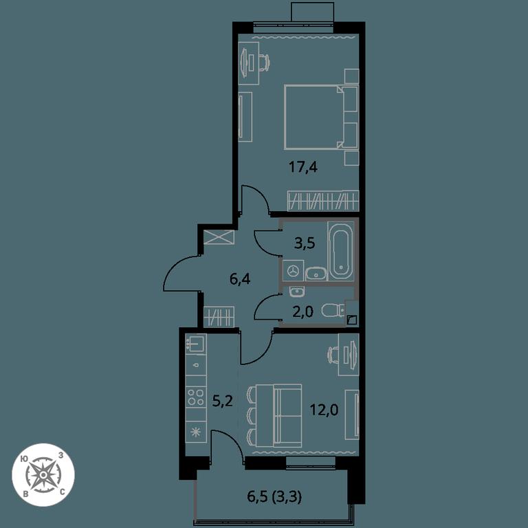 2-BD Apartment Sale, 49.8 sq. m. at Pervy Sheremetevskij, Komsomolskaya Street, 16, Khimki, Moscow Region, Russia #1 2-BD Apartment Sale, 49.8 sq. m. at Pervy Sheremetevskij, Komsomolskaya Street, 16, Khimki, Moscow Region, Russia #1