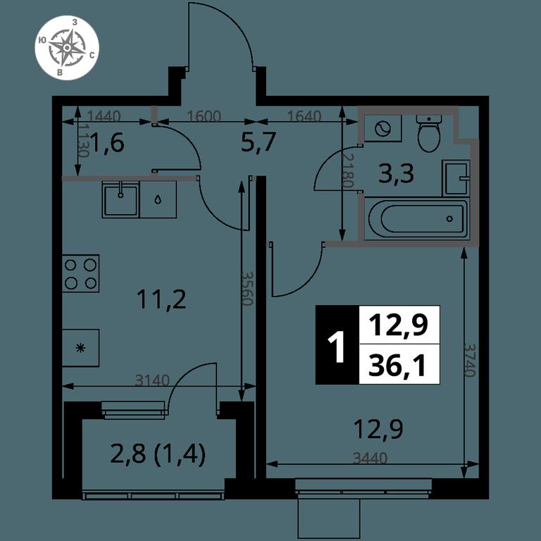 1-BD Apartment Sale, 36.1 sq. m. at 1 Yasenevskij, Kvartal № 24, Mosrentgen Settlement, Moscow, Russia #1 1-BD Apartment Sale, 36.1 sq. m. at 1 Yasenevskij, Kvartal № 24, Mosrentgen Settlement, Moscow, Russia #1