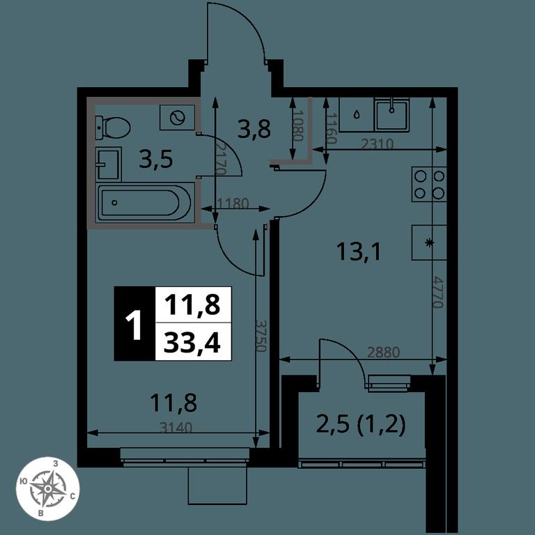 1-BD Apartment Sale, 33.4 sq. m. at 1 Yasenevskij, Kvartal № 24, Mosrentgen Settlement, Moscow, Russia #1 1-BD Apartment Sale, 33.4 sq. m. at 1 Yasenevskij, Kvartal № 24, Mosrentgen Settlement, Moscow, Russia #1