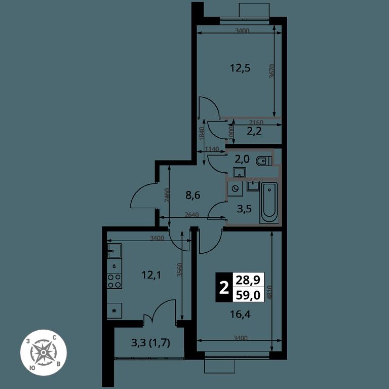 2-BD Apartment Sale, 59 sq. m. at Yzhnaya Bitsa, Yuzhnaya Bitsa Residential Complex, posyolok Bittsa, Leninskiy City District, Moscow Region, Russia #1 2-BD Apartment Sale, 59 sq. m. at Yzhnaya Bitsa, Yuzhnaya Bitsa Residential Complex, posyolok Bittsa, Leninskiy City District, Moscow Region, Russia #1