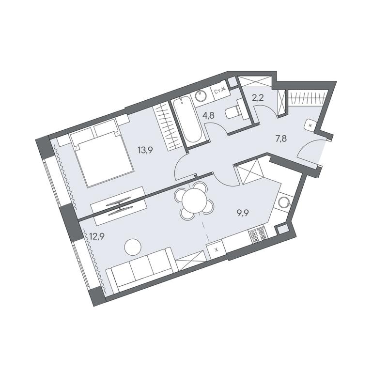 1-BD Apartment Sale, 52.5 sq. m. at Ново-Переделкино, Zapadniy Administrative District, Moscow, Russia #1 1-BD Apartment Sale, 52.5 sq. m. at Ново-Переделкино, Zapadniy Administrative District, Moscow, Russia #1