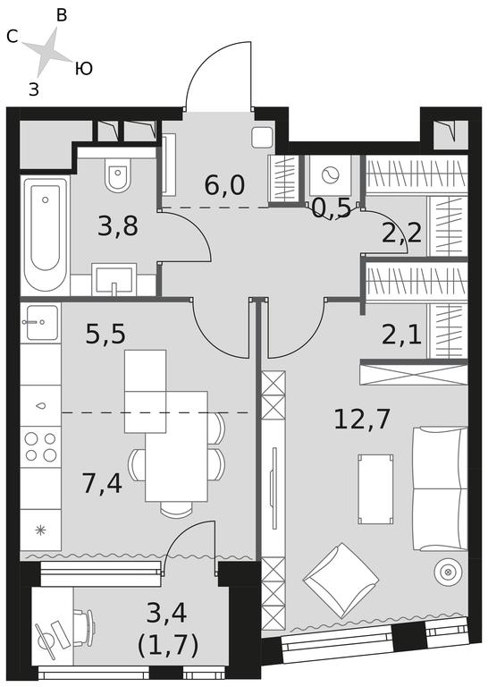 1-BD Apartment Sale, 41.9 sq. m. at Rotterdam, Varshavskoye Highway, 37Ак1с2, Moscow, Russia #1