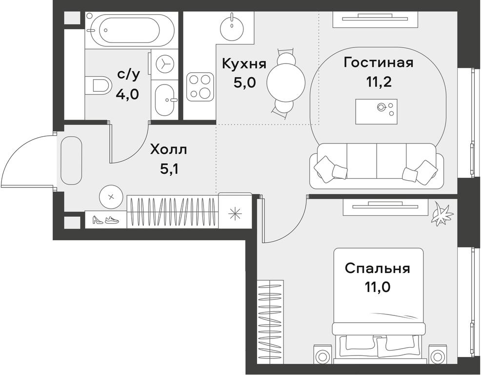 Apartment Sale, 36.3 sq. m. at Alia, Lyotnaya Street, 95Бк2, Moscow, Russia #1