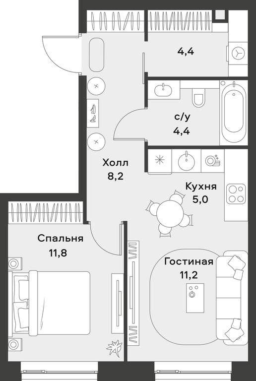 Apartment Sale, 45 sq. m. at Alia, Lyotnaya Street, 95Бк2, Moscow, Russia #1