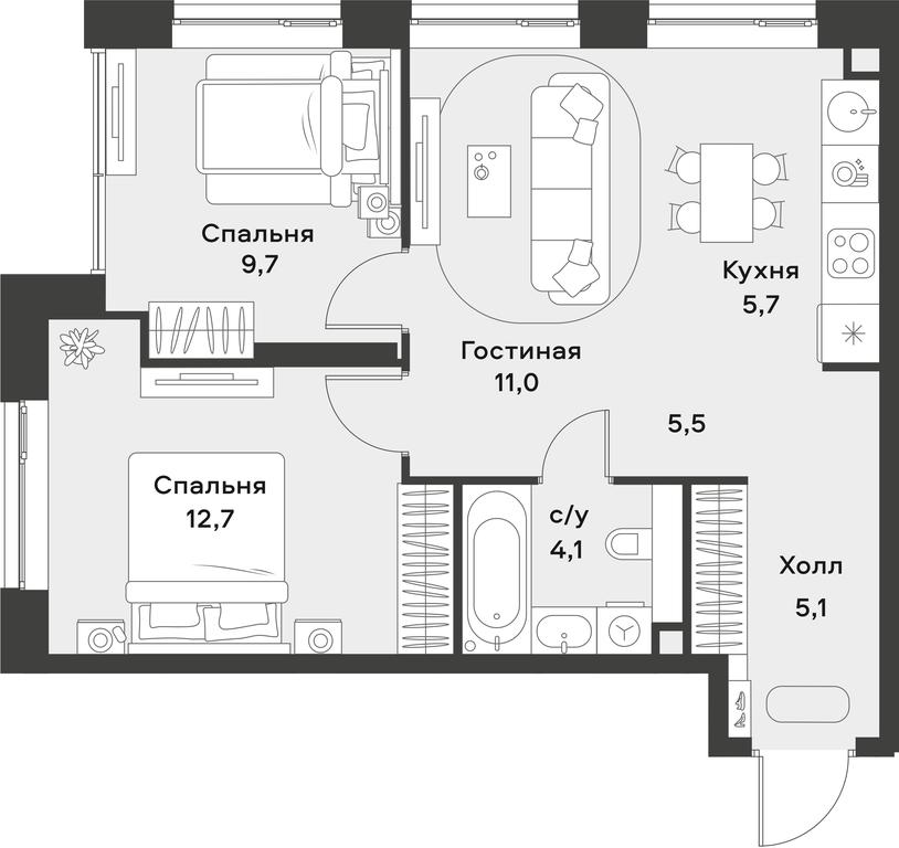 1-BD Apartment Sale, 53.8 sq. m. at Alia, Lyotnaya Street, 95Бк2, Moscow, Russia #1 1-BD Apartment Sale, 53.8 sq. m. at Alia, Lyotnaya Street, 95Бк2, Moscow, Russia #1
