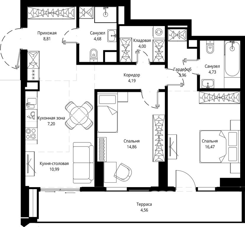 2-BD Apartment Sale, 85.33 sq. m. at Jois, 3rd Silikatny Drive, 10, Moscow, Russia #1