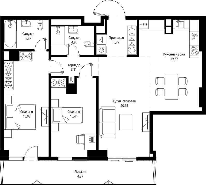2-BD Apartment Sale, 97.11 sq. m. at Jois, 3rd Silikatny Drive, 10, Moscow, Russia #1 2-BD Apartment Sale, 97.11 sq. m. at Jois, 3rd Silikatny Drive, 10, Moscow, Russia #1