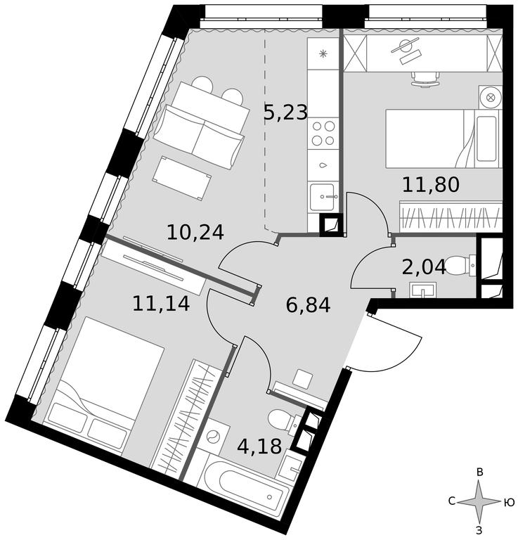 3-BD Apartment Sale, 51.47 sq. m. at Dvizhenie. Govorovo, Центральная улица, 47, деревня Говорово, поселение Московский, Москва, Россия #1