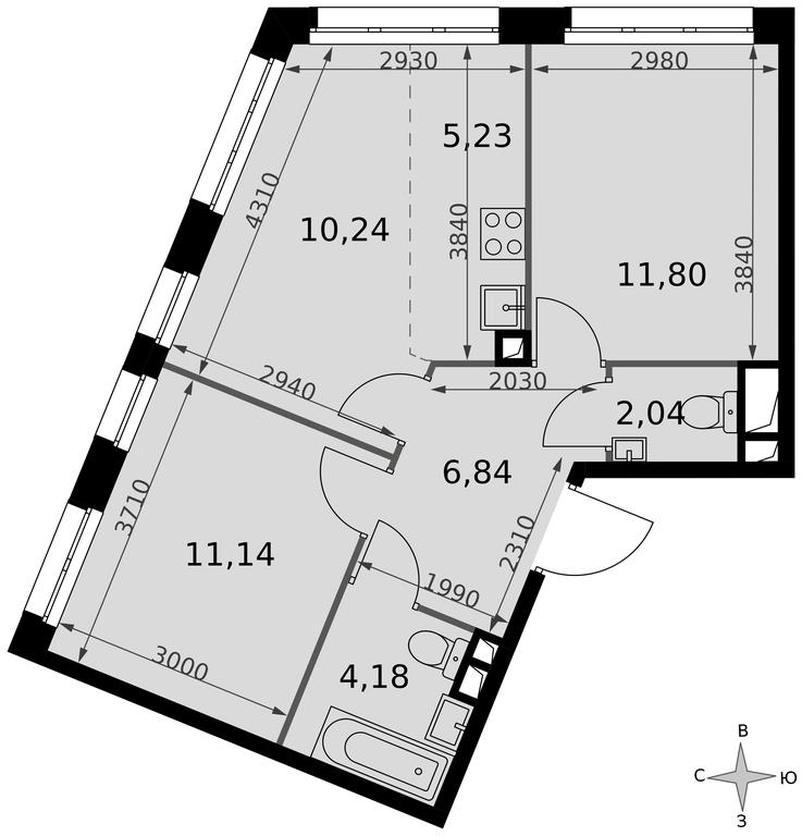 3-BD Apartment Sale, 51.47 sq. m. at Dvizhenie. Govorovo, Центральная улица, 47, деревня Говорово, поселение Московский, Москва, Россия #2