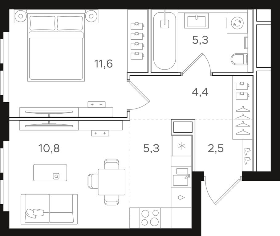 1-BD Apartment Sale, 39.9平方米 at Mangazeja v Bogorodskom, Ivanteyevskaya Street, 25к1, Moscow, Russia #1