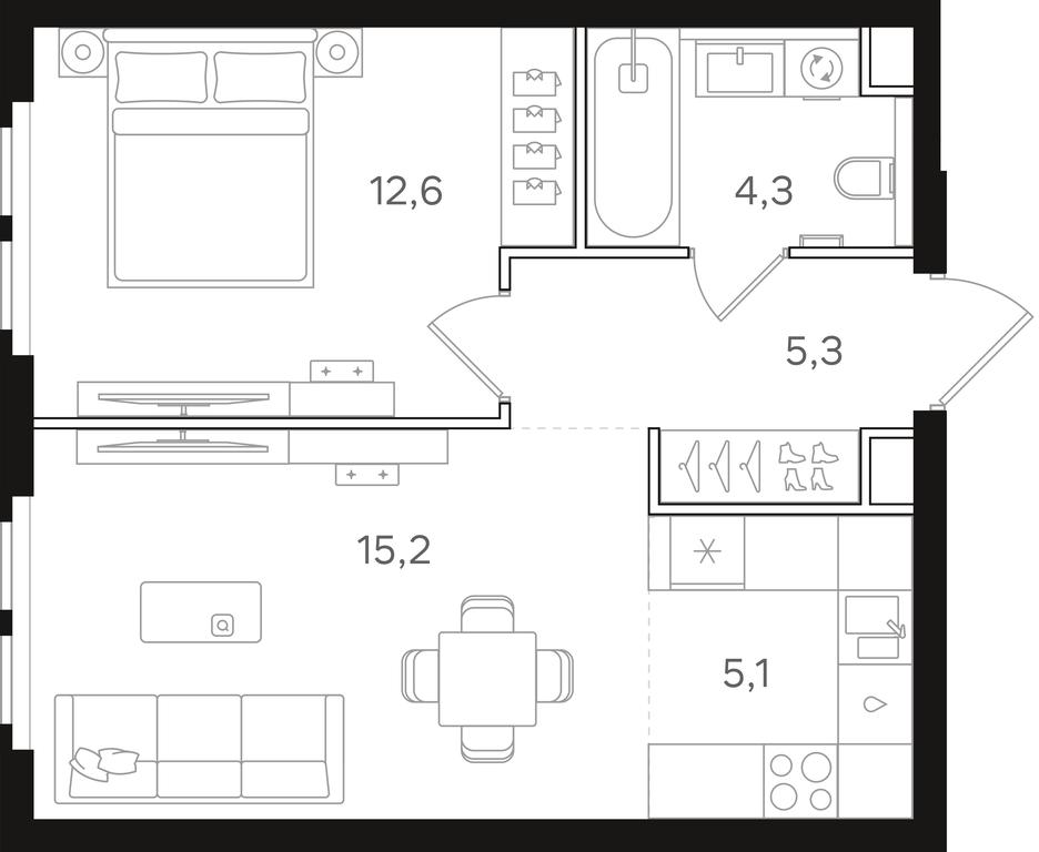 1-BD Apartment Sale, 42.5 sq. m. at Mangazeja v Bogorodskom, Ivanteyevskaya Street, 25к1, Moscow, Russia #1