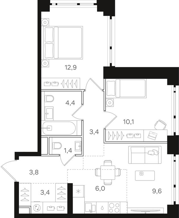 2-BD Apartment Sale, 55 sq. m. at Mangazeja v Bogorodskom, Ivanteyevskaya Street, 25к1, Moscow, Russia #1 2-BD Apartment Sale, 55 sq. m. at Mangazeja v Bogorodskom, Ivanteyevskaya Street, 25к1, Moscow, Russia #1