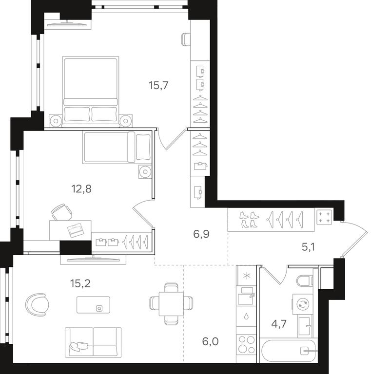 2-BD Apartment Sale, 66.4 sq. m. at Mangazeja v Bogorodskom, Ivanteyevskaya Street, 25к1, Moscow, Russia #1 2-BD Apartment Sale, 66.4 sq. m. at Mangazeja v Bogorodskom, Ivanteyevskaya Street, 25к1, Moscow, Russia #1