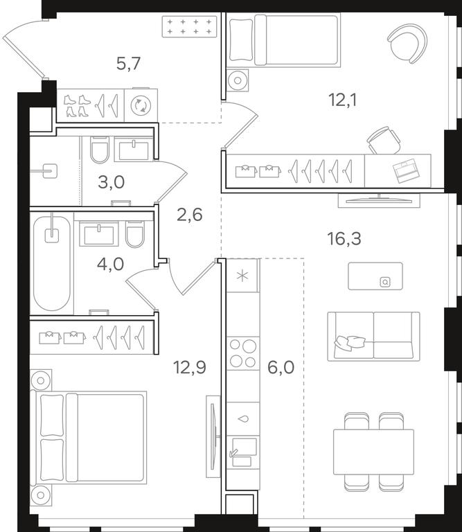 2-BD Apartment Sale, 62.6 sq. m. at Mangazeja v Bogorodskom, Ivanteyevskaya Street, 25к1, Moscow, Russia #1