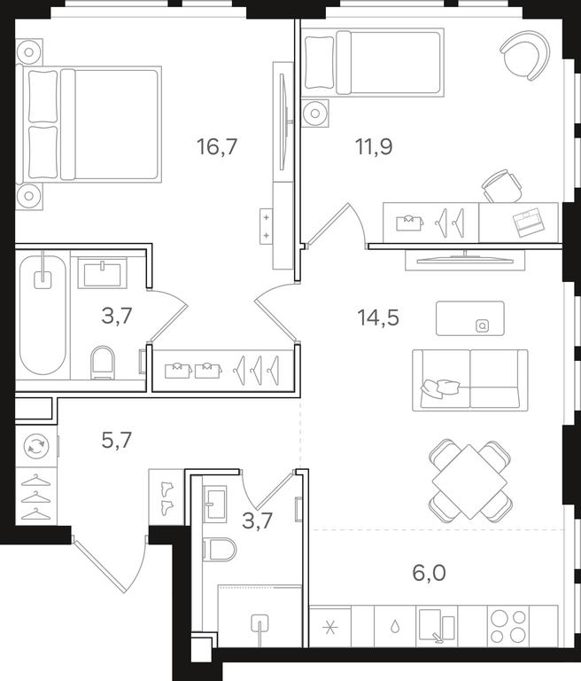 2-BD Apartment Sale, 62.2 sq. m. at Mangazeja v Bogorodskom, Ivanteyevskaya Street, 25к1, Moscow, Russia #1 2-BD Apartment Sale, 62.2 sq. m. at Mangazeja v Bogorodskom, Ivanteyevskaya Street, 25к1, Moscow, Russia #1