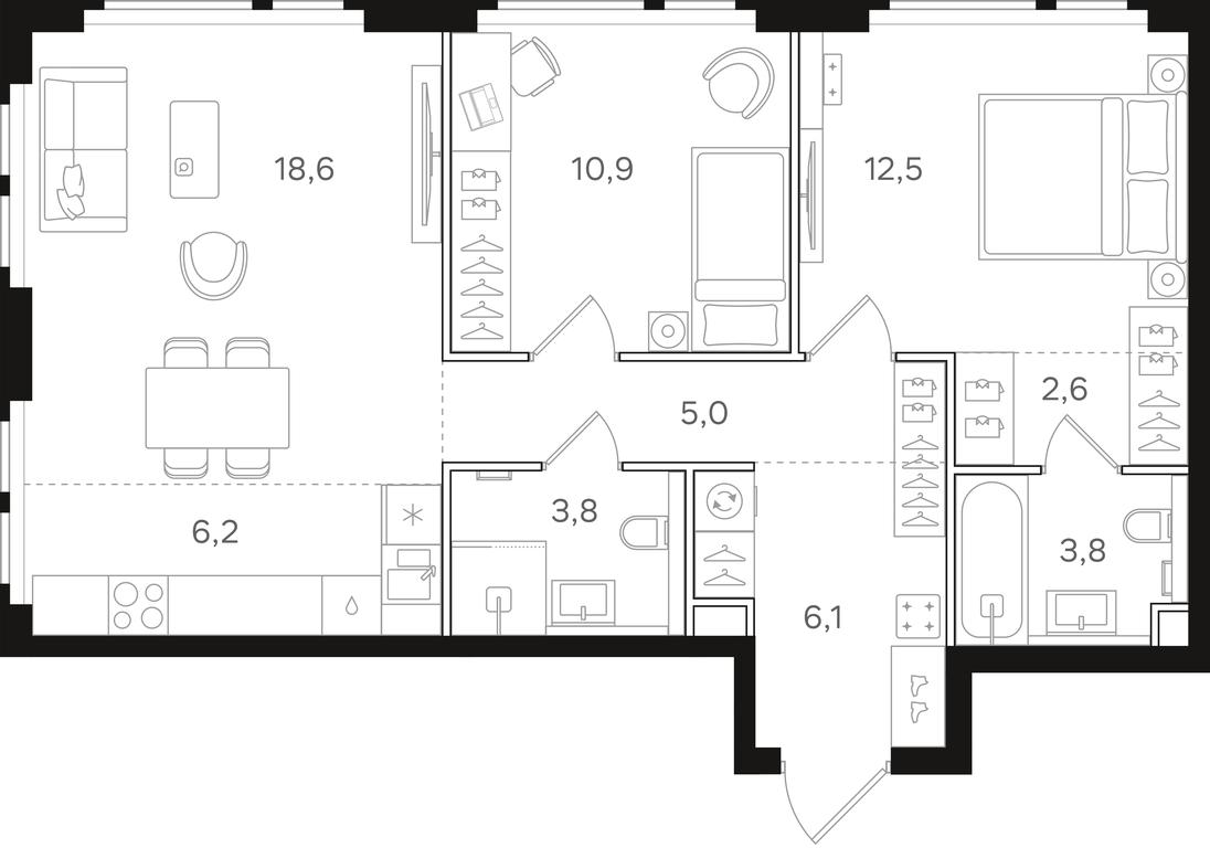 2-BD Apartment Sale, 69.5 sq. m. at Mangazeja v Bogorodskom, Ivanteyevskaya Street, 25к1, Moscow, Russia #1