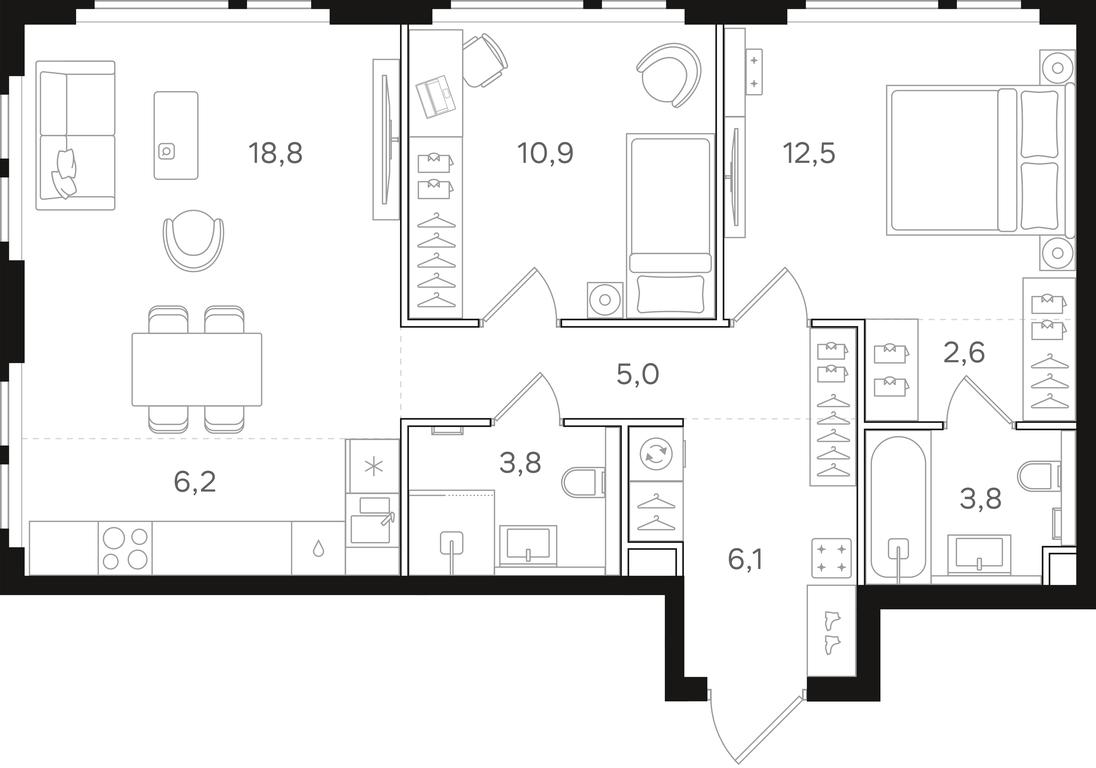 2-BD Apartment Sale, 69.7 sq. m. at Mangazeja v Bogorodskom, Ivanteyevskaya Street, 25к1, Moscow, Russia #1 2-BD Apartment Sale, 69.7 sq. m. at Mangazeja v Bogorodskom, Ivanteyevskaya Street, 25к1, Moscow, Russia #1
