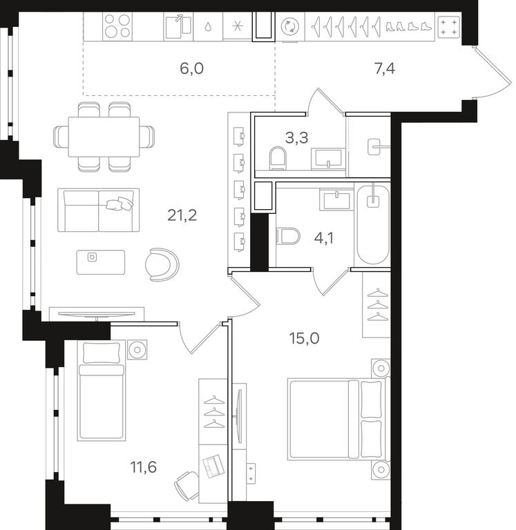 2-BD Apartment Sale, 68.6 sq. m. at Mangazeja v Bogorodskom, Ivanteyevskaya Street, 25к1, Moscow, Russia #1 2-BD Apartment Sale, 68.6 sq. m. at Mangazeja v Bogorodskom, Ivanteyevskaya Street, 25к1, Moscow, Russia #1