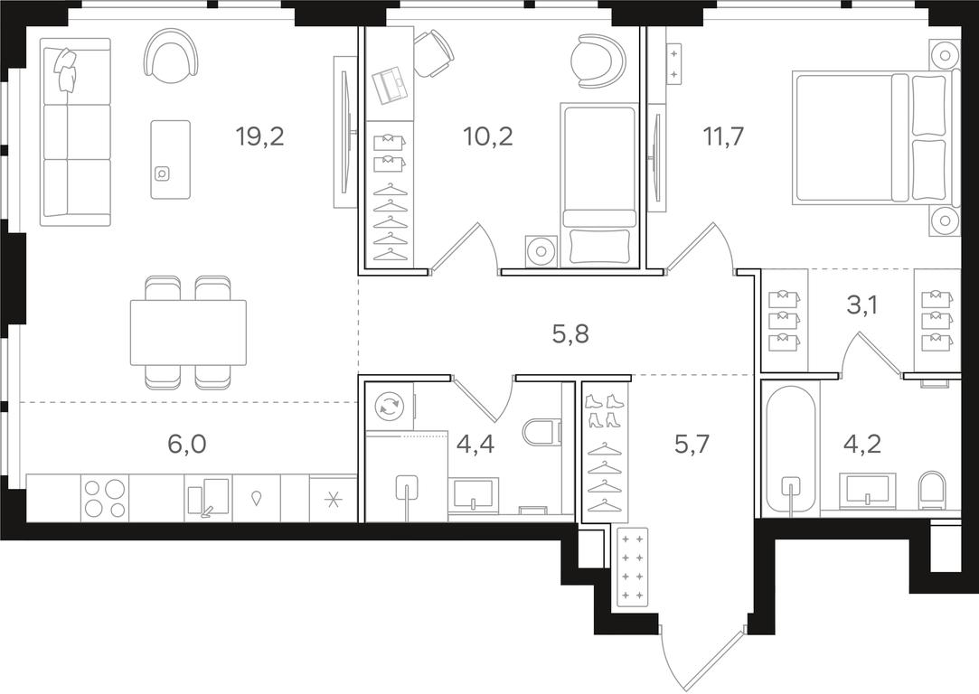 2-BD Apartment Sale, 70.3 sq. m. at Mangazeja v Bogorodskom, Ivanteyevskaya Street, 25к1, Moscow, Russia #1