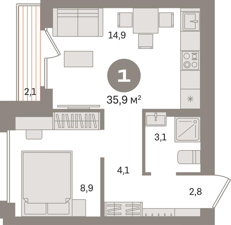 1-BD Apartment Sale, 35.9 sq. m. at Pervy kvartal, Kalinovaya ulitsa, derevnya Sapronovo, Leninskiy City District, Moscow Region, Russia #1 1-BD Apartment Sale, 35.9 sq. m. at Pervy kvartal, Kalinovaya ulitsa, derevnya Sapronovo, Leninskiy City District, Moscow Region, Russia #1