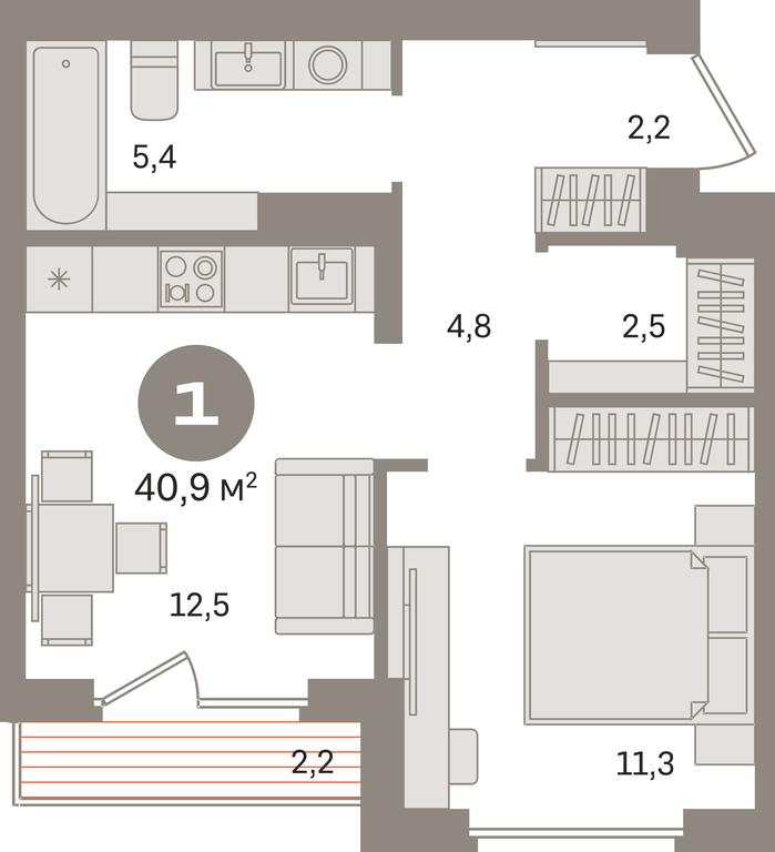1-BD Apartment Sale, 40.9 sq. m. at Pervy kvartal, Kalinovaya ulitsa, derevnya Sapronovo, Leninskiy City District, Moscow Region, Russia #1 1-BD Apartment Sale, 40.9 sq. m. at Pervy kvartal, Kalinovaya ulitsa, derevnya Sapronovo, Leninskiy City District, Moscow Region, Russia #1