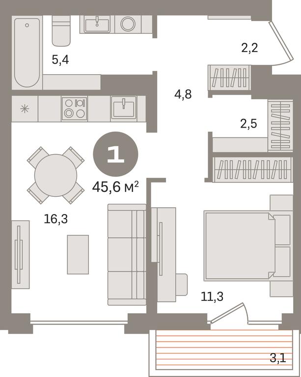 1-BD Apartment Sale, 45.6平方米 at Pervy kvartal, Kalinovaya ulitsa, derevnya Sapronovo, Leninskiy City District, Moscow Region, Russia #1 1-BD Apartment Sale, 45.6平方米 at Pervy kvartal, Kalinovaya ulitsa, derevnya Sapronovo, Leninskiy City District, Moscow Region, Russia #1