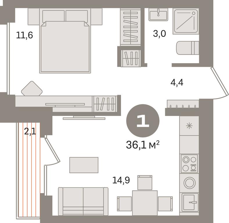 1-BD Apartment Sale, 36.1平方米 at Pervy kvartal, Kalinovaya ulitsa, derevnya Sapronovo, Leninskiy City District, Moscow Region, Russia #1 1-BD Apartment Sale, 36.1平方米 at Pervy kvartal, Kalinovaya ulitsa, derevnya Sapronovo, Leninskiy City District, Moscow Region, Russia #1