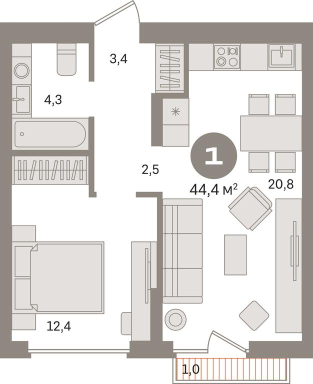1-BD Apartment Sale, 44.4 sq. m. at Pervy kvartal, Kalinovaya ulitsa, derevnya Sapronovo, Leninskiy City District, Moscow Region, Russia #1 1-BD Apartment Sale, 44.4 sq. m. at Pervy kvartal, Kalinovaya ulitsa, derevnya Sapronovo, Leninskiy City District, Moscow Region, Russia #1