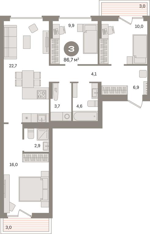 3-BD Apartment Sale, 86.7 sq. m. at Pervy kvartal, Kalinovaya ulitsa, derevnya Sapronovo, Leninskiy City District, Moscow Region, Russia #1 3-BD Apartment Sale, 86.7 sq. m. at Pervy kvartal, Kalinovaya ulitsa, derevnya Sapronovo, Leninskiy City District, Moscow Region, Russia #1