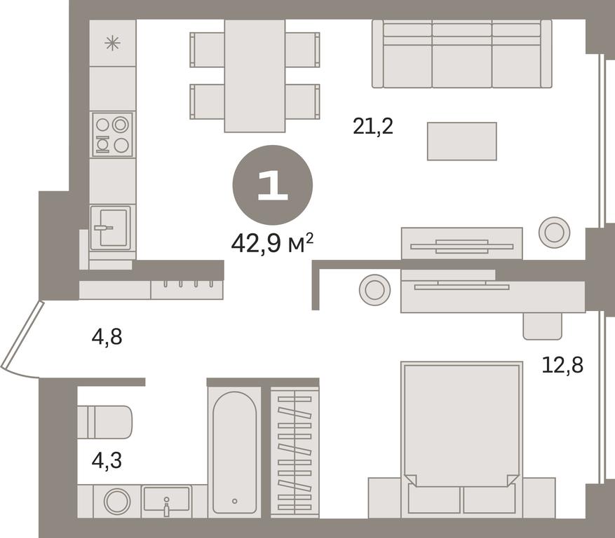 1-BD Apartment Sale, 42.9平方米 at Pervy kvartal, Kalinovaya ulitsa, derevnya Sapronovo, Leninskiy City District, Moscow Region, Russia #1 1-BD Apartment Sale, 42.9平方米 at Pervy kvartal, Kalinovaya ulitsa, derevnya Sapronovo, Leninskiy City District, Moscow Region, Russia #1
