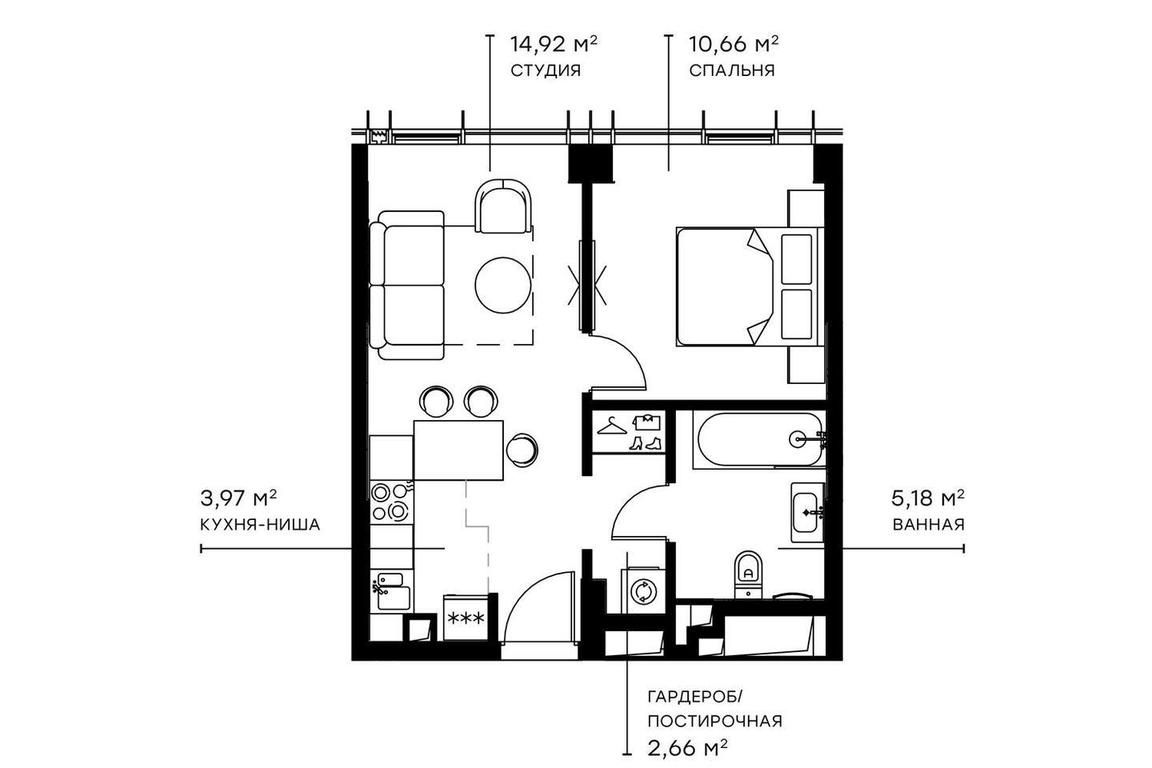 1-BD Apartment Sale, 37.6 sq. m. at Symphony 34, 2nd Khutorskaya Street, 38А, Moscow, Russia #2 1-BD Apartment Sale, 37.6 sq. m. at Symphony 34, 2nd Khutorskaya Street, 38А, Moscow, Russia #2