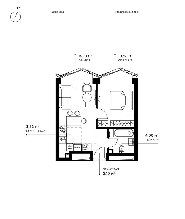 1-BD Apartment Sale, 39.4 sq. m. at Symphony 34, 2nd Khutorskaya Street, 38А, Moscow, Russia #1 1-BD Apartment Sale, 39.4 sq. m. at Symphony 34, 2nd Khutorskaya Street, 38А, Moscow, Russia #1