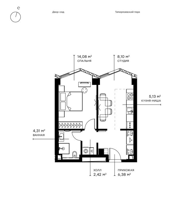 1-BD Apartment Sale, 40.8 sq. m. at Symphony 34, 2nd Khutorskaya Street, 38А, Moscow, Russia #1 1-BD Apartment Sale, 40.8 sq. m. at Symphony 34, 2nd Khutorskaya Street, 38А, Moscow, Russia #1