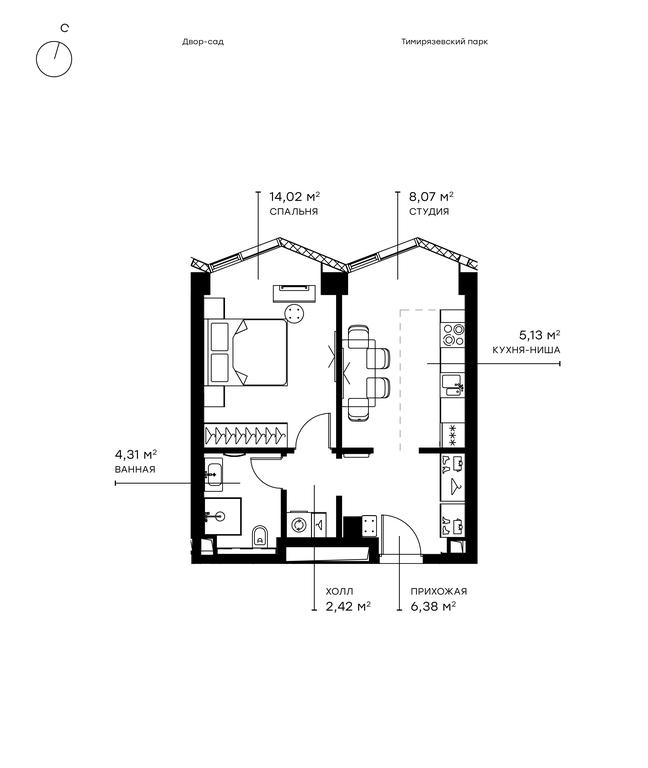 Продажа 1-комн. квартиры, 40,33 м² в ЖК «Симфони 34 (Symphony 34)», 2-я Хуторская улица, 38А, Москва, Россия #1