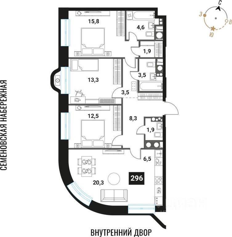 3-BD Apartment Sale, 92.1平方米 at Intelligent, Semyonovskaya Embankment, Moscow, Russia #1 3-BD Apartment Sale, 92.1平方米 at Intelligent, Semyonovskaya Embankment, Moscow, Russia #1