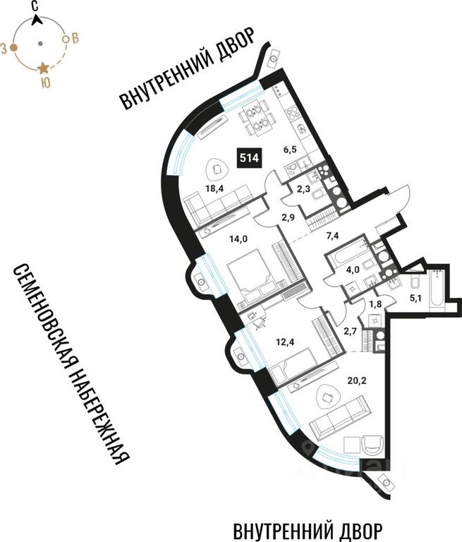 3-BD Apartment Sale, 97.7平方米 at Intelligent, Semyonovskaya Embankment, Moscow, Russia #1 3-BD Apartment Sale, 97.7平方米 at Intelligent, Semyonovskaya Embankment, Moscow, Russia #1
